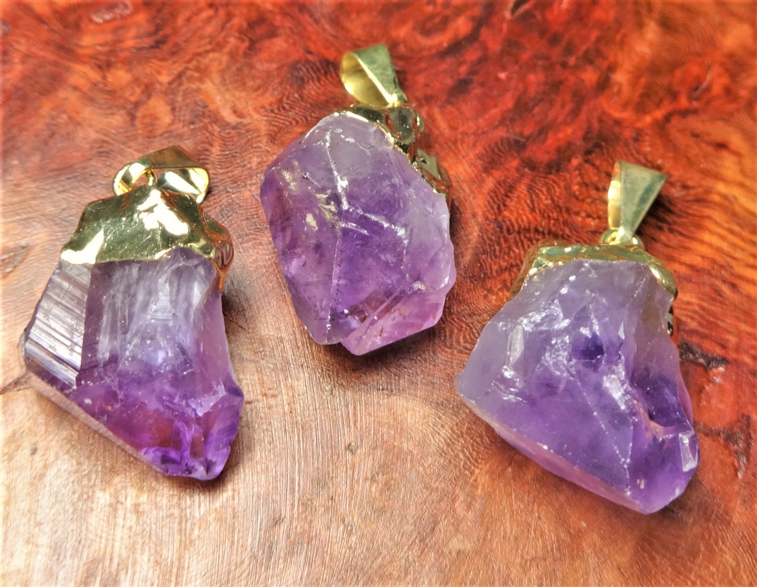 Raw Amethyst Crystal Necklace Gold Pendant LR23 Healing Crystals And Stones