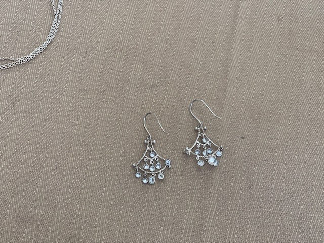 JCM Jacmel 925 Sterling Silver Layered Chain Necklace & Earrings Set 12.7 Grams