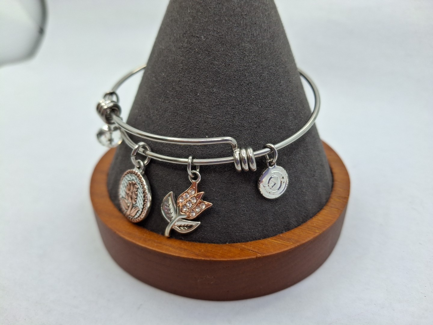 ‘Love This Life’ Two Toned Adjustable Charm Bangle