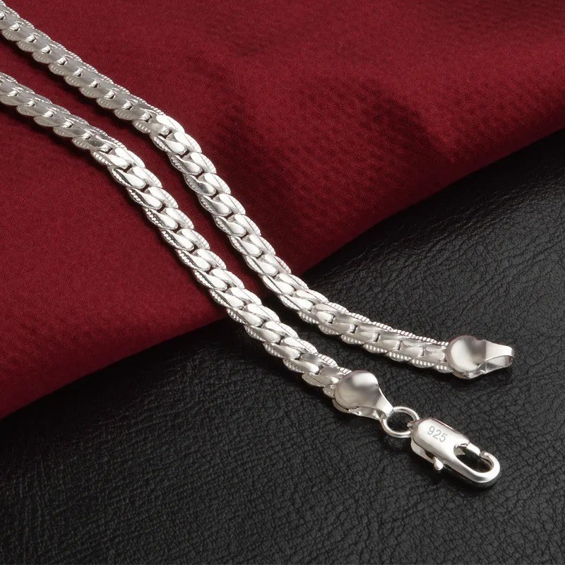 925 Sterling Solid Silver Chain Necklace Jewelry for Women Men Fashion Gift