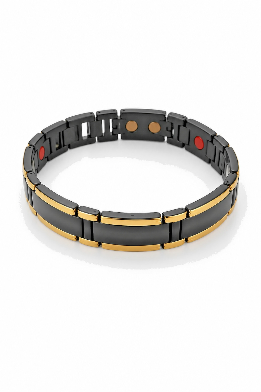 Black Gold Stainless Steel Magnetic Link Bracelet 8 Inch 1/2 Wide Unisex