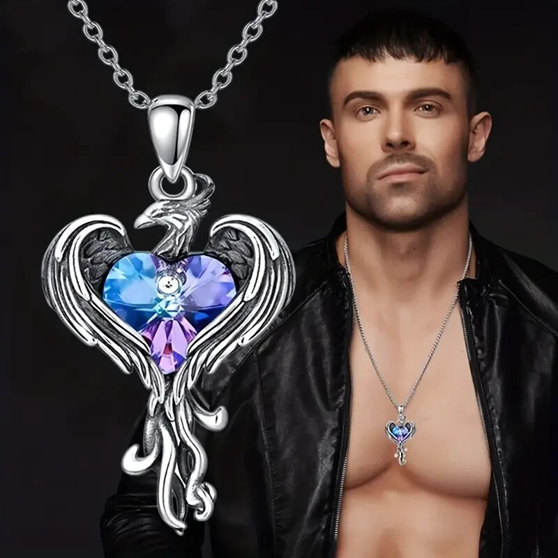 Rainbow Mystical Fire Topaz 925 Sterling Silver Charms Phoenix Pendant Necklace