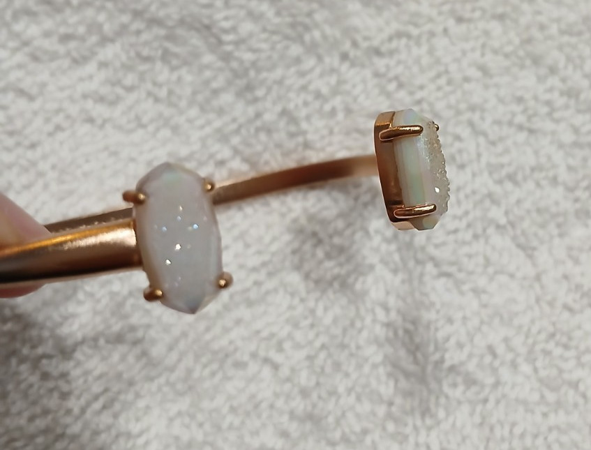 Kendra Scott Bangle Cuff Iridescent Drusy Quartz Rose Gold Bracelet Rare Vintage