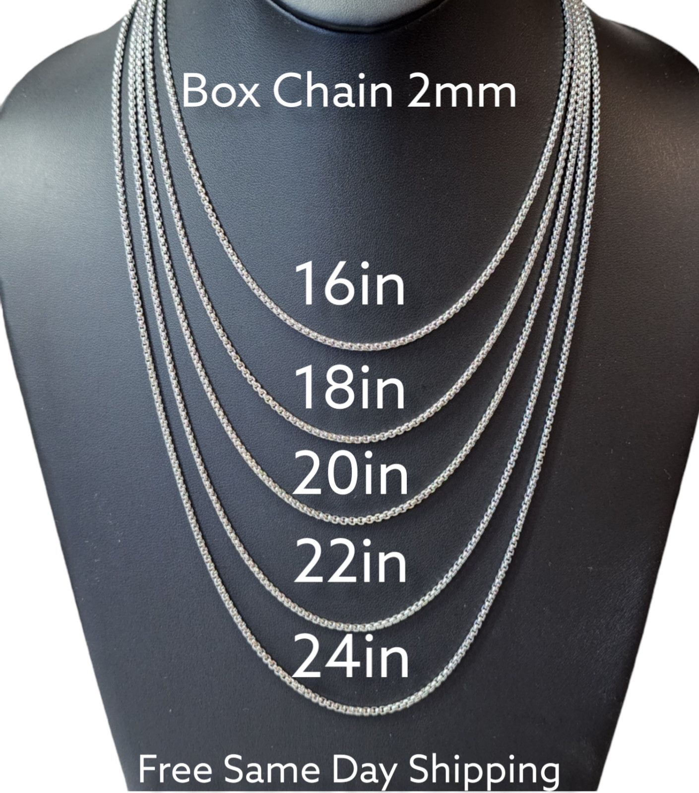 Stainless Steel Box Chain 2mm Unisex Hip Hop Jewelry For Women, Men Size 16-24in