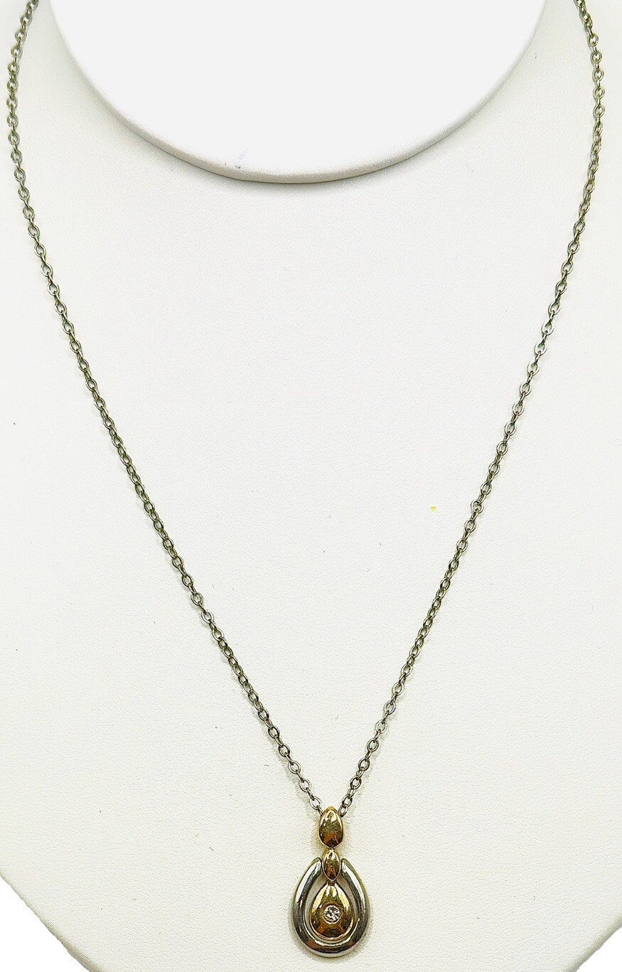 Lia Sophia Sure Thing Gold & Silver Tone w/Crystal Accent Pendant Necklace