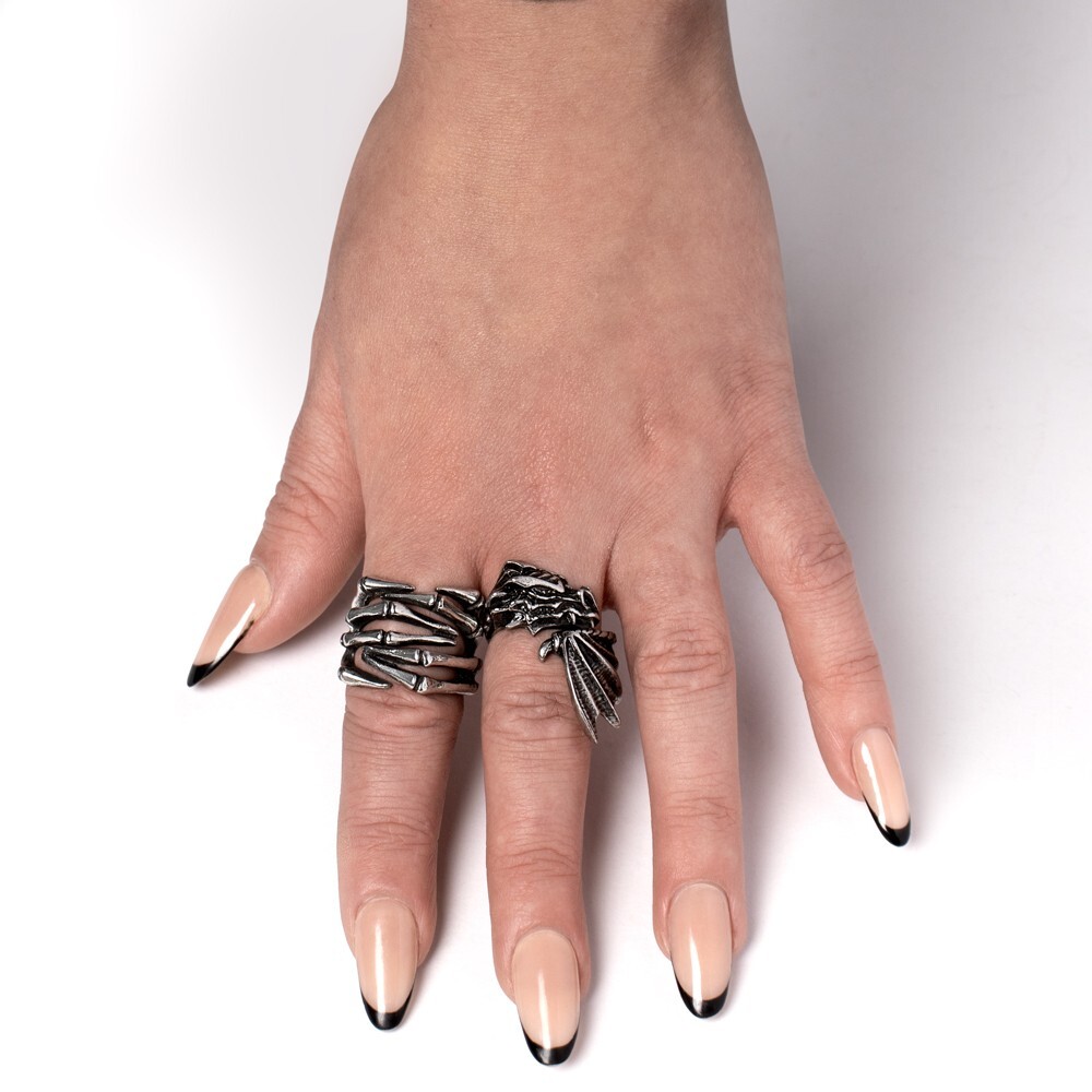 Alchemy Gothic The Awakening Wrap Ring Dragon Head Wing Fine English Pewter R253