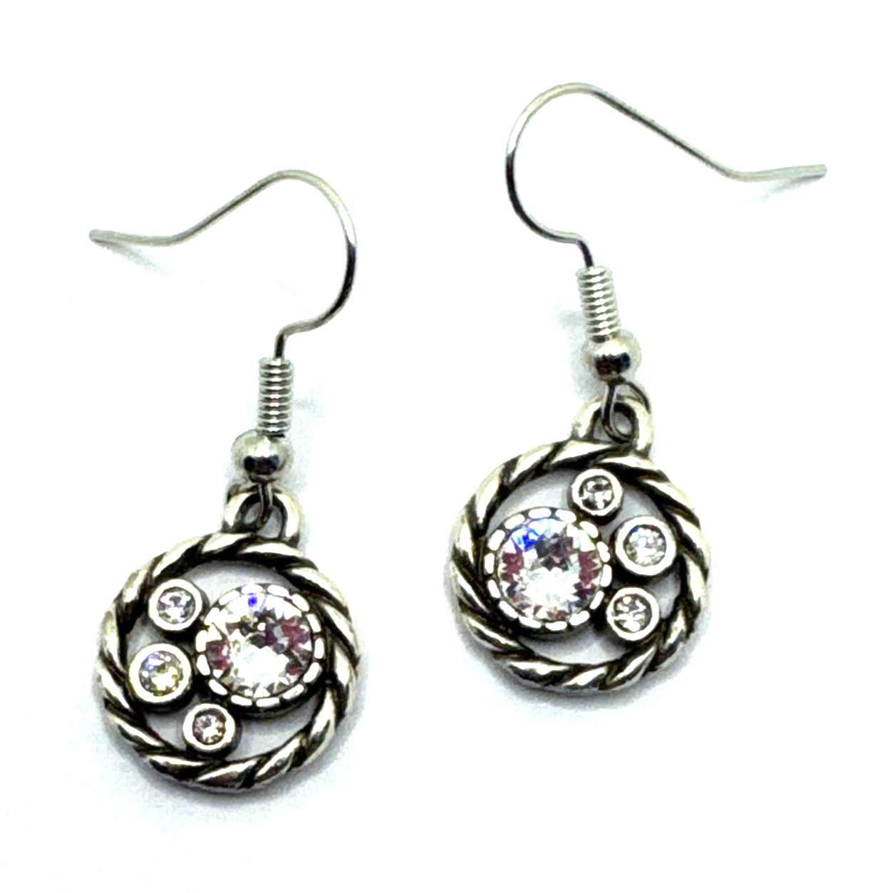 Brighton Halo White Clear Pawprints Crystals Custom Earrings