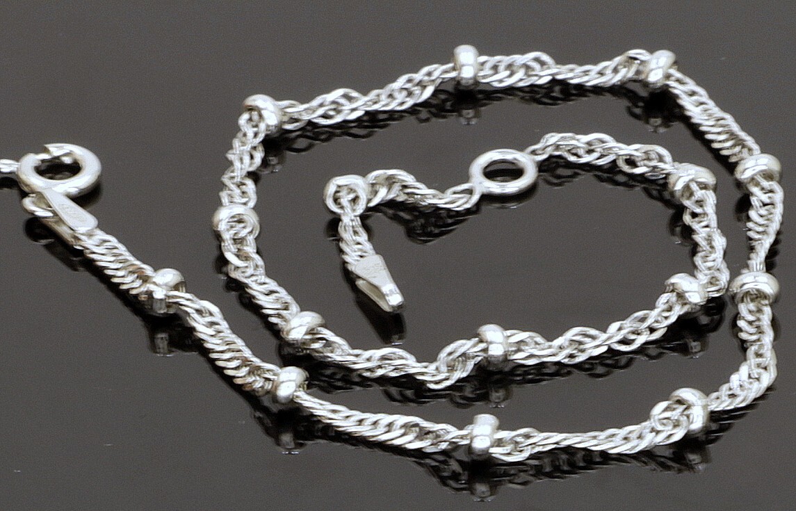 925 Silver Ankle Bracelet L-9.”+1″ext W- 3mm / 3.1 gr #1626