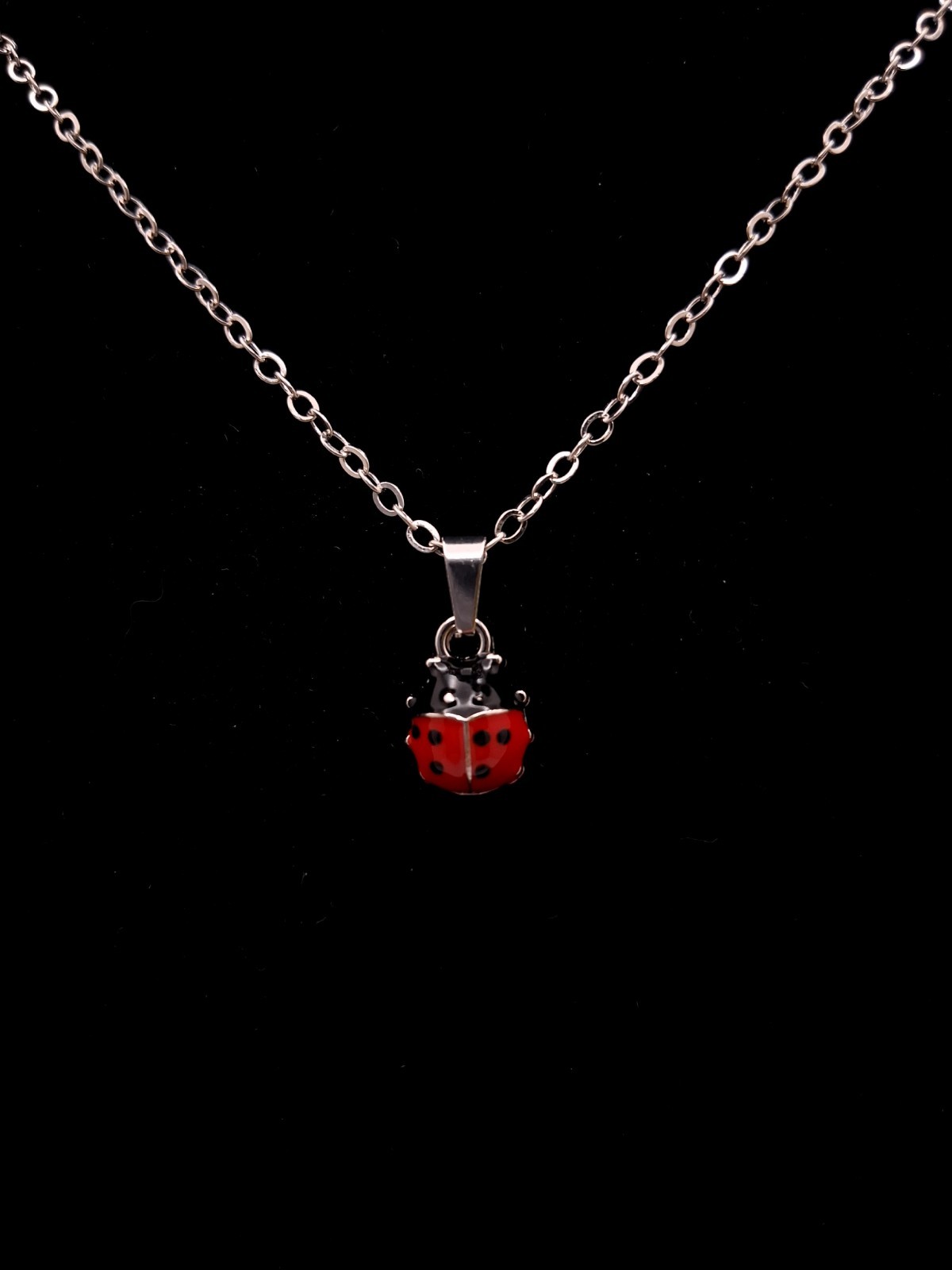 Tiny Ladybug Pendant Necklace Simple Minimalist Nature Lover Gift Silver Toned
