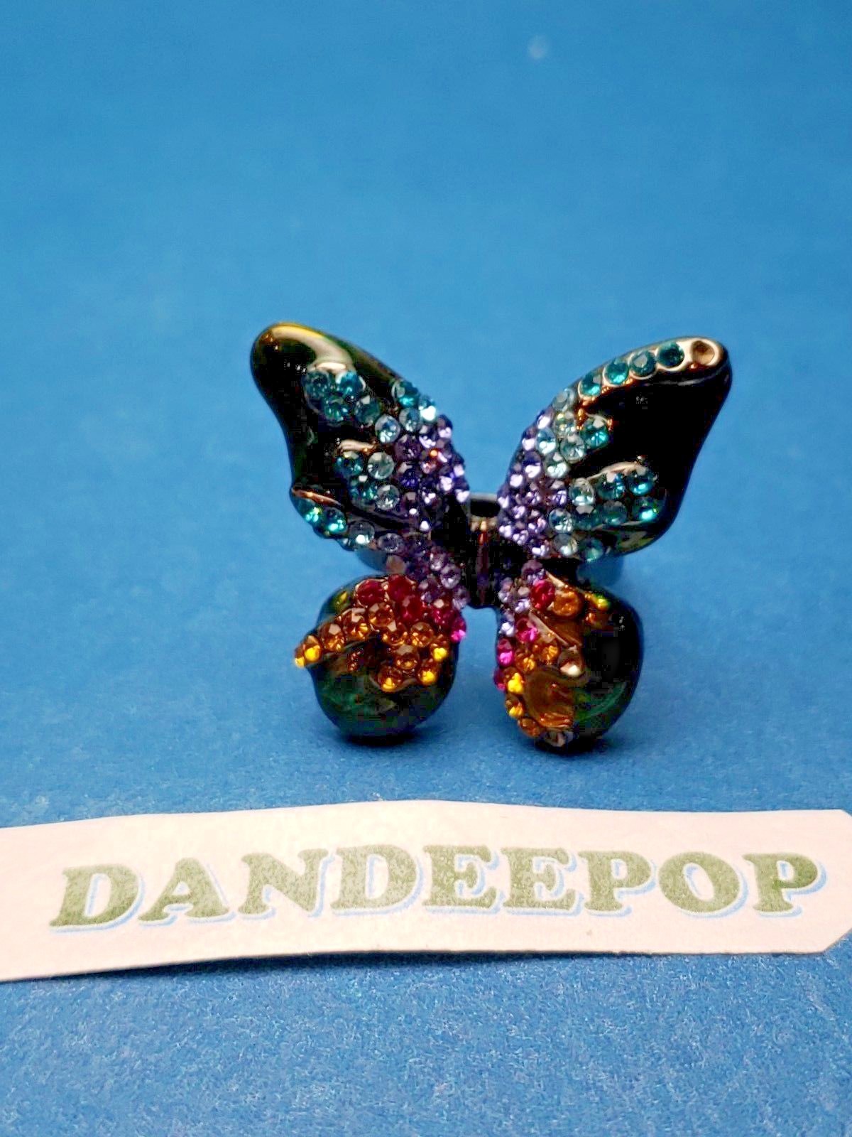 Butterfly Shape Multi Color Gemstone Ring Size 8 Jewlery