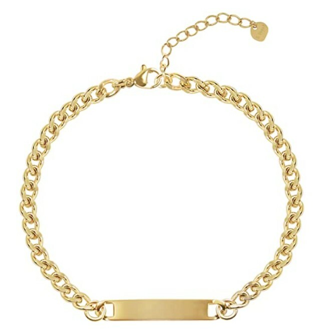 NEW! BOUTIQUELOVIN Dainty Gold Bar Bracelet for Women 6.75″ With Extender Chain