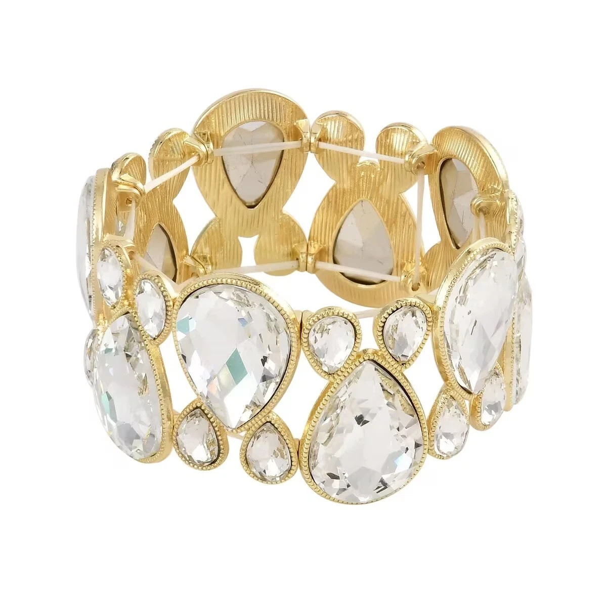 White Glass Bracelet in Goldtone (6.50-7.0In) for Women – NEW