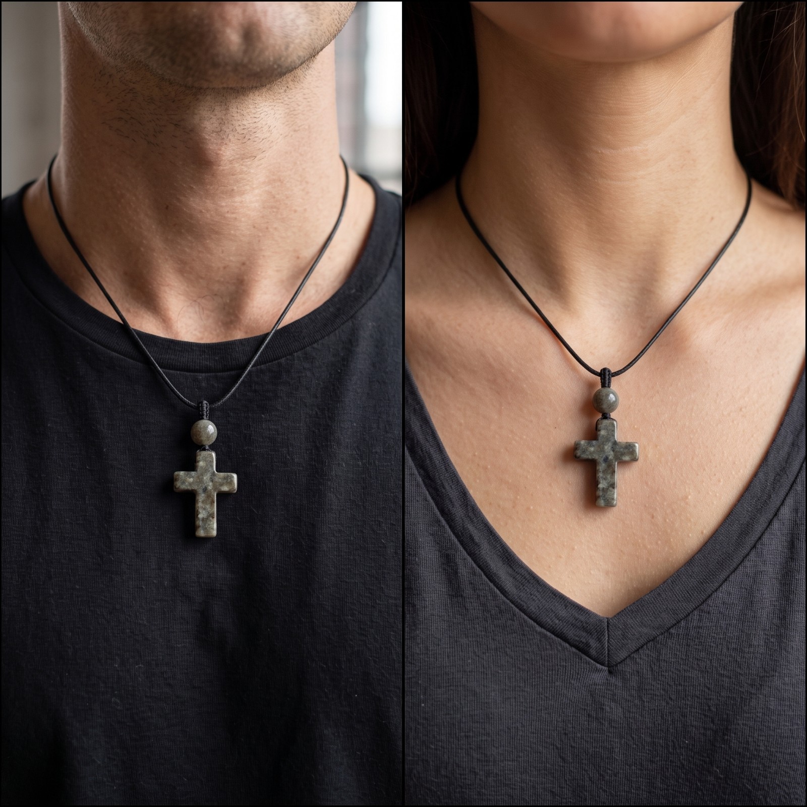 Natural Yooperlite Cross Pendant UV Glowing Fire Stone Necklace Boho Gift