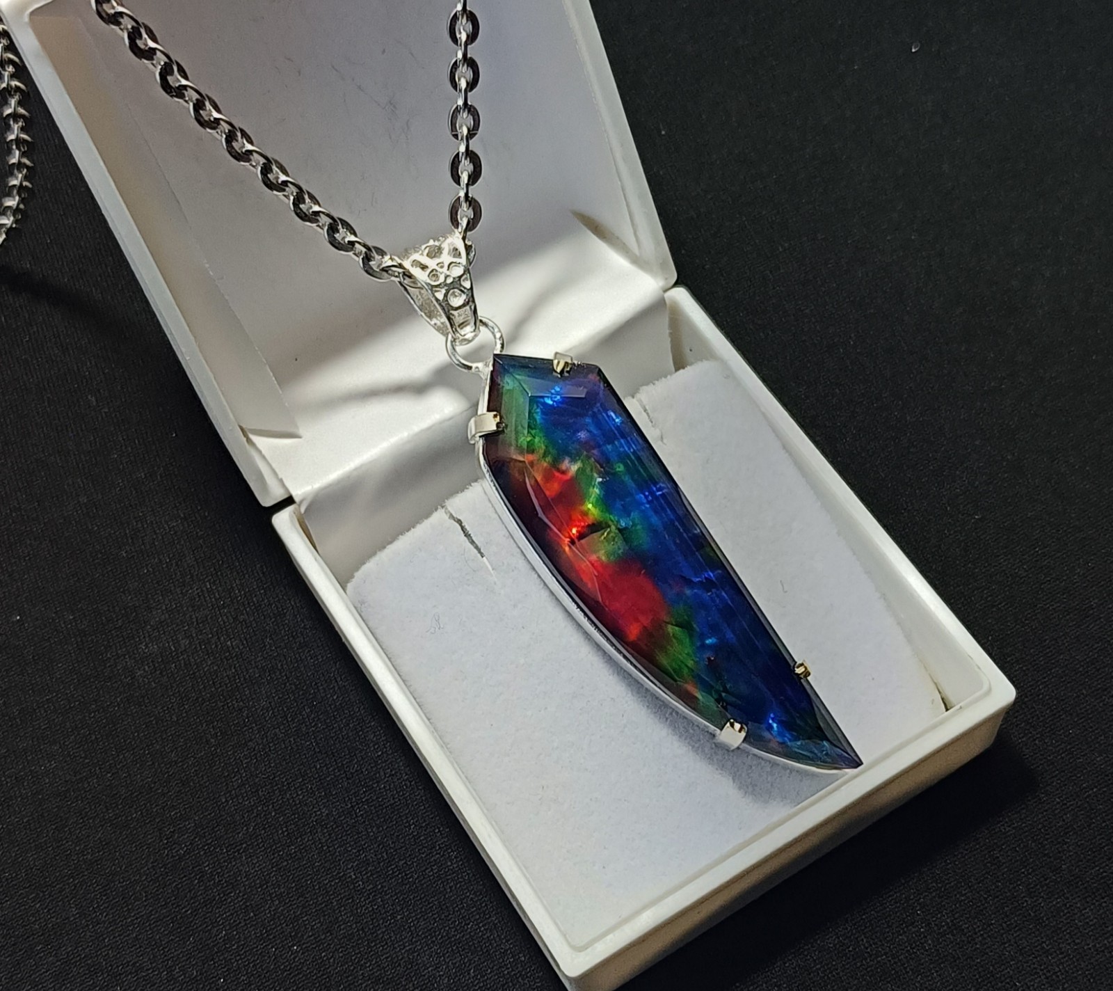 Certified 60.15 Ct Natural Ammolite Doublet Fancy Cut Rainbow Pendant Gemstone