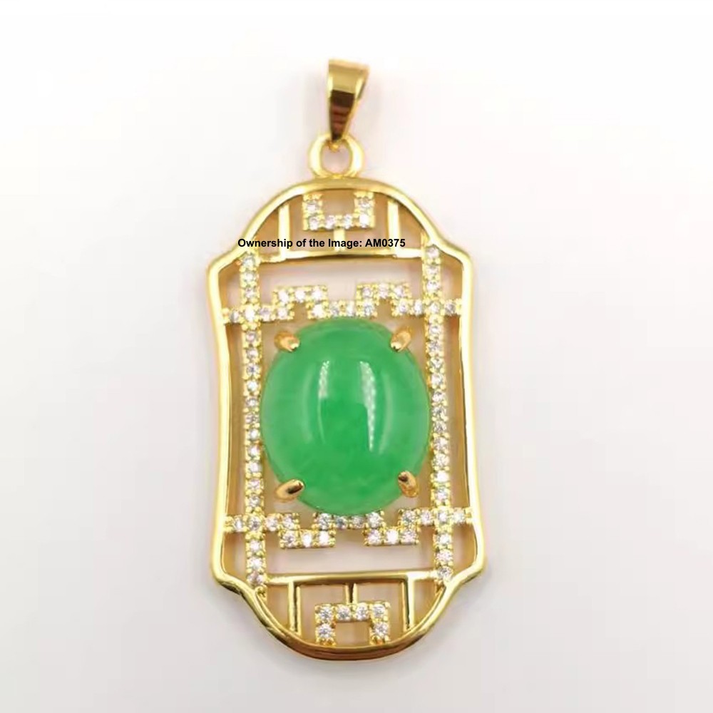 NEW Yellow Alloy Heating Jade Pendant Oriental Cultural Style Pendant 42mm H