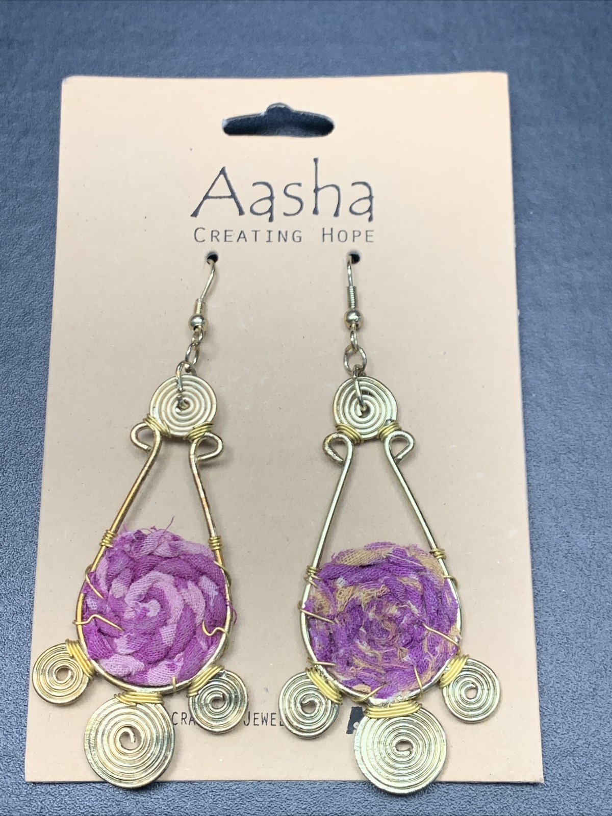 Aasha By Anju Collection Sari Earrings Artisan Handcrafted In India Gold Tone