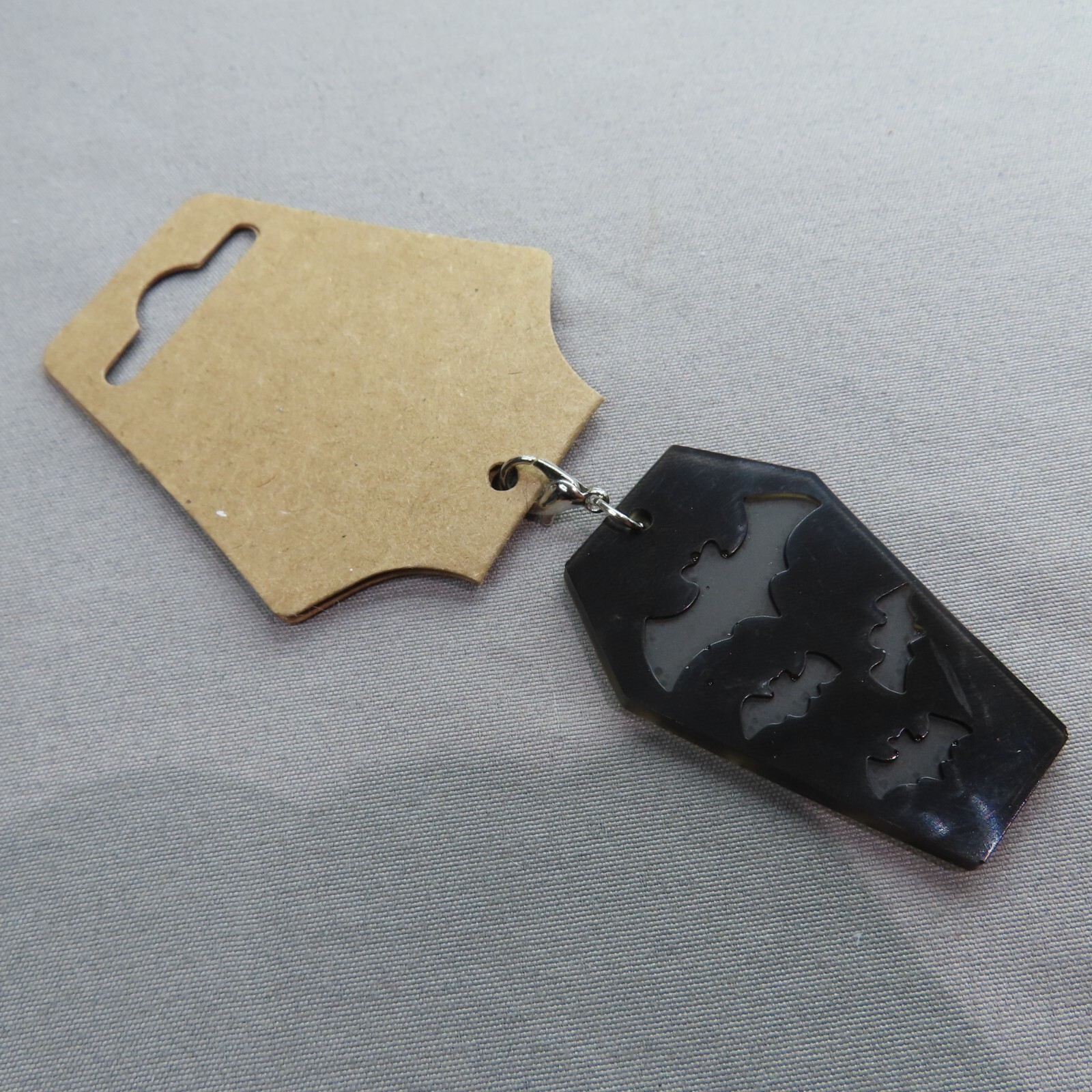 BATS BLACK Coffin Vampire Charm Zipper Pull Keychain Add On Clip Planner Resin