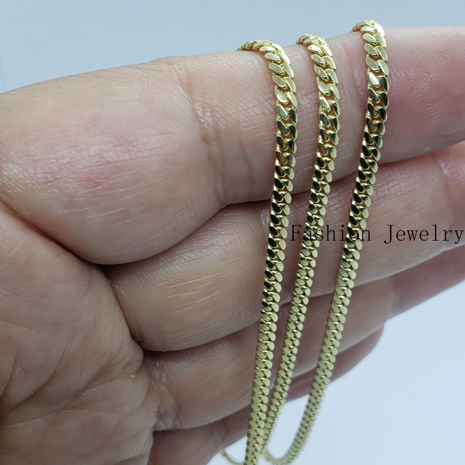 10K Solid Yellow Gold 3mm Width Miami Cuban Link Chain Necklace Unisex 18″ – 30″