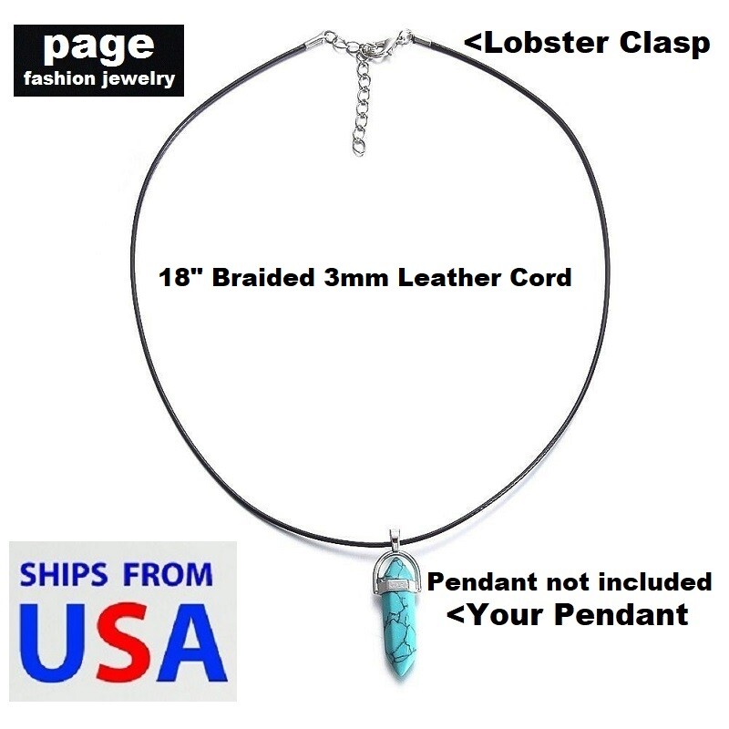 1pc- 18″ Braided 3mm Leather Cord / Lobster Clasp Necklace / For Your Pendant