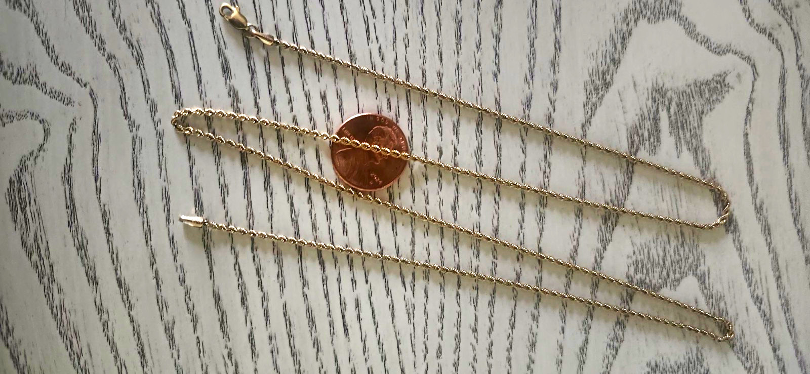 10 K Rope Gold Chain, 23 Inches In Length