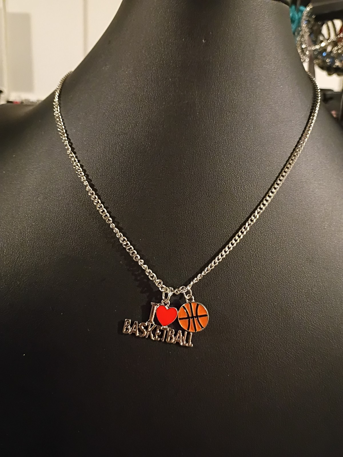 Paparazzi Silver Sports Theme “I Love Basketball” Charm Pendant Necklace