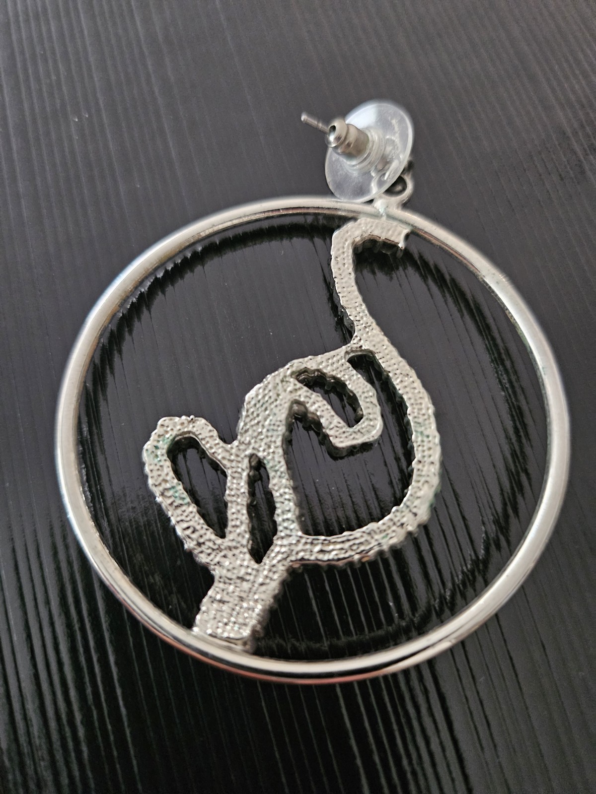 Excellent Pre-owned BABY PHAT Silver Toned HOOPS EARRINGS with Rhinestones