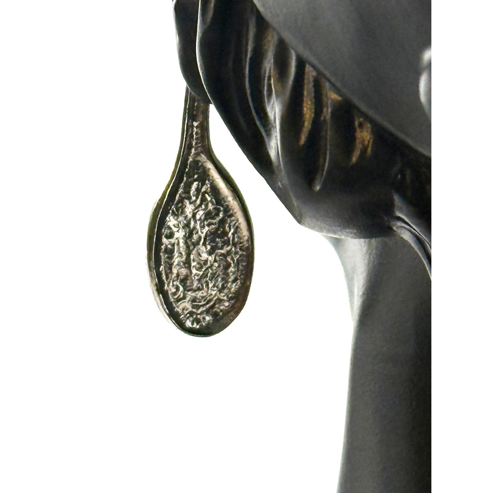 Karine Sultan Silver and Green Fixed Oval Drop Earrings