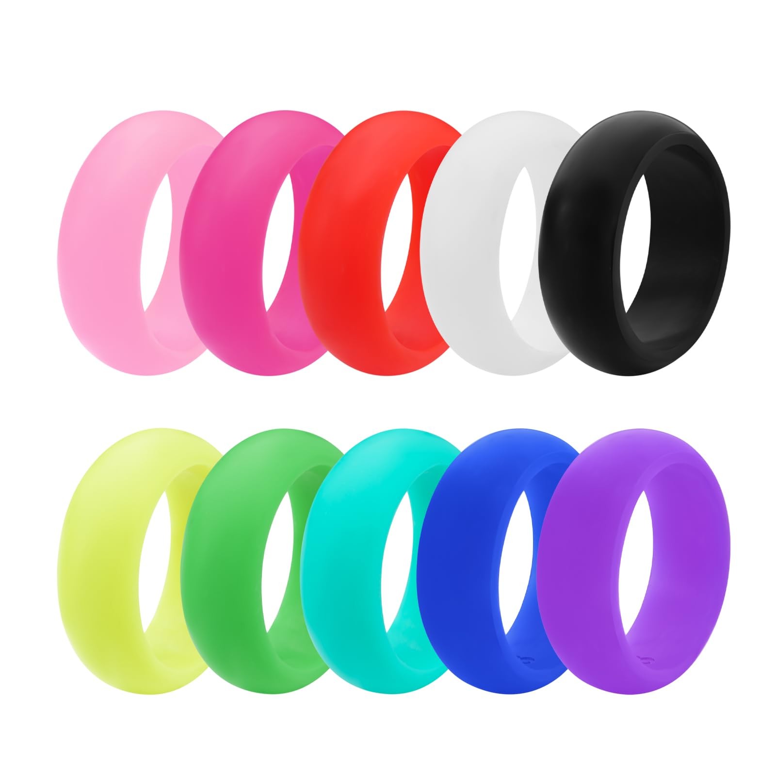 10 Pack Colorful Silicone Rings for Her, 8mm Wide Wedding Bands Bright Colors…