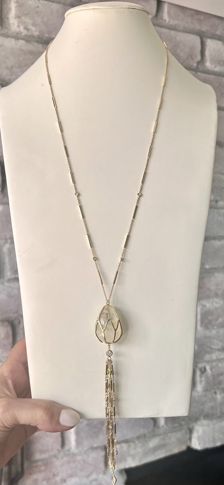 Authentic Jacquie Aiche Caged Crystal Quartz Necklace Lariat
