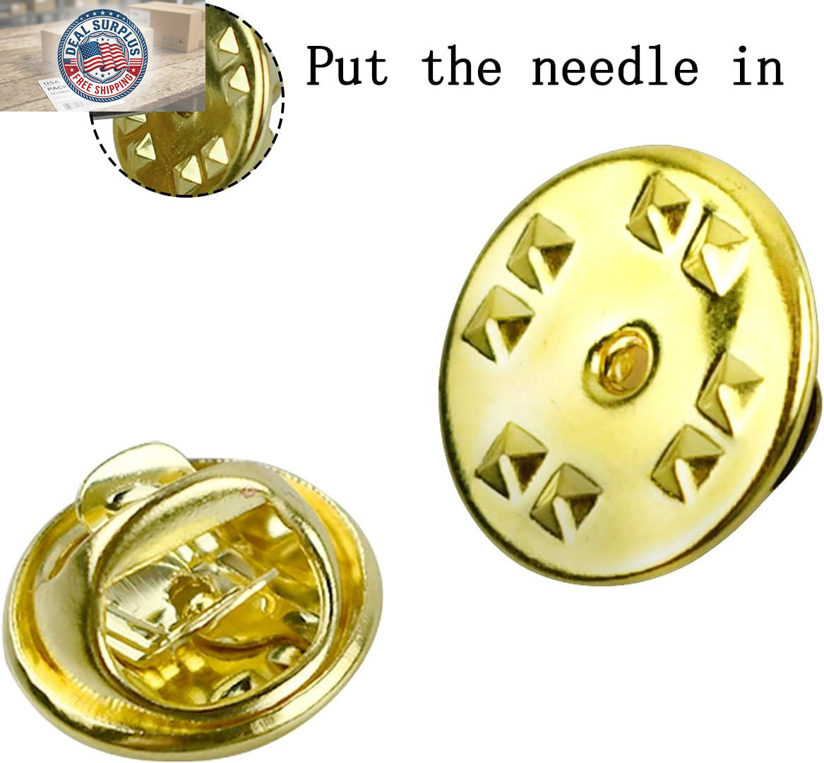 100PCS Pin Backs, Metal Locking Pin Backs, Brass Clutch for Brooch Tie Hat Badge