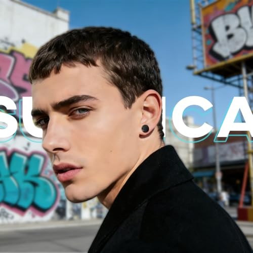 16 Pairs Faux Gauges Earrings for Men Women Stainless Steel Mens Stud Mixcolor