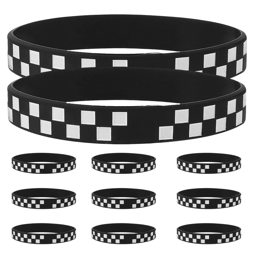 12PCS Silicone Checkered Wristbands Bracelets for Car Party Sports Event