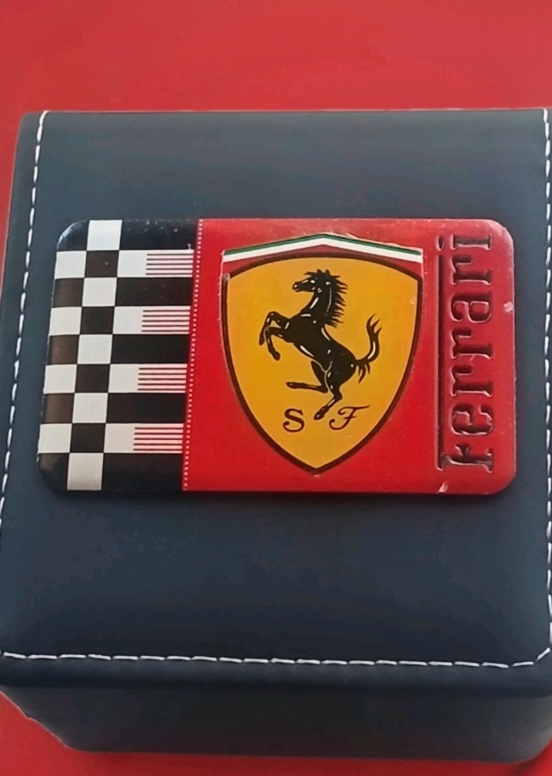 🇦🇹🏁FERRARI TEAM RACING WATCH BLACK STAINLESS & LEATHER BOX BEAUTIFUL 🏁🇦🇹
