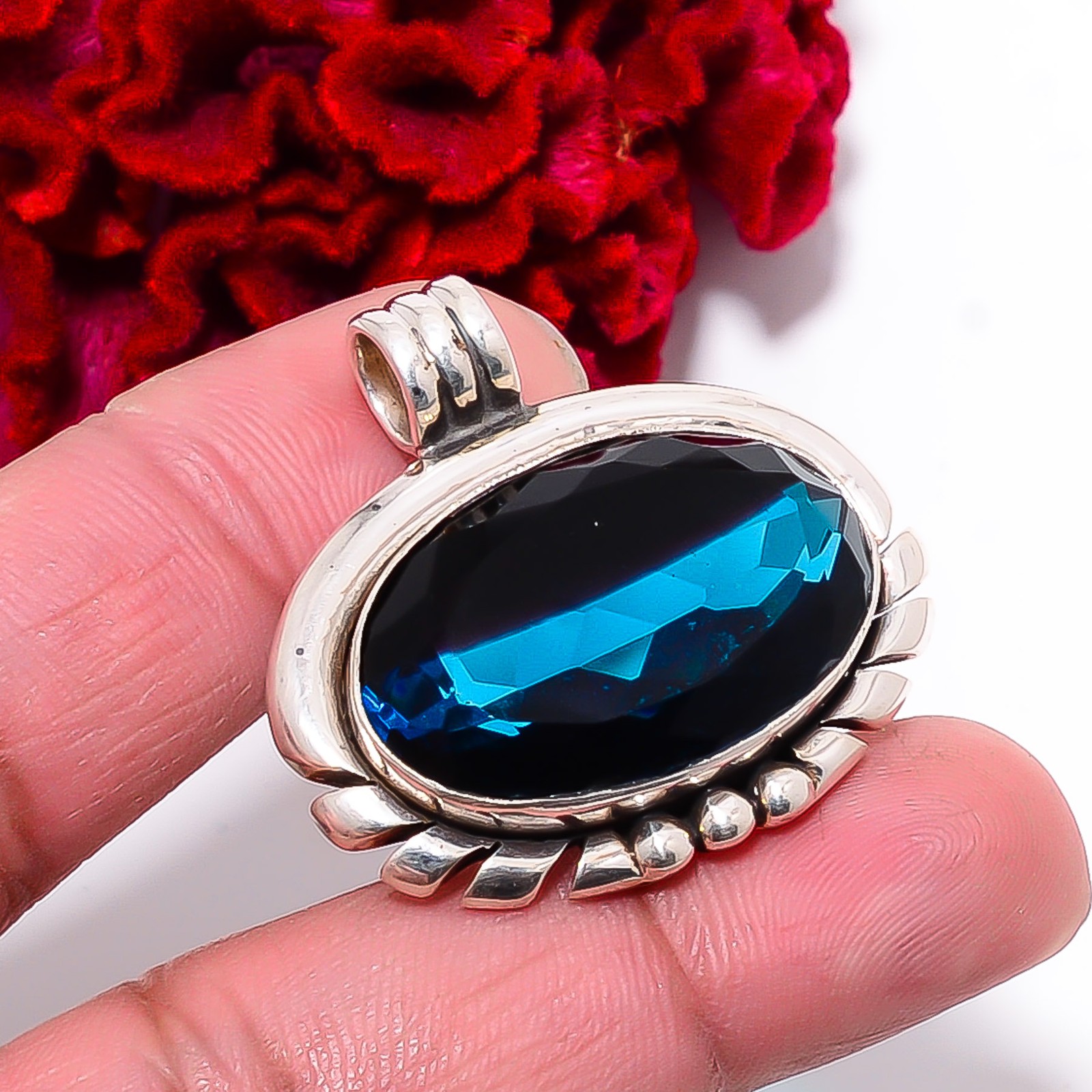 Bi-Colour Tourmaline Gemstone 925 Sterling Silver Pendant 1.17″ P97256
