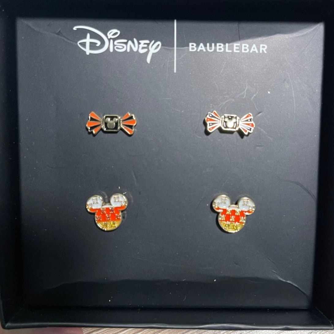 Disney Baublebar Mickey Mouse Halloween Candy Corn earrings 2 pairs NEW