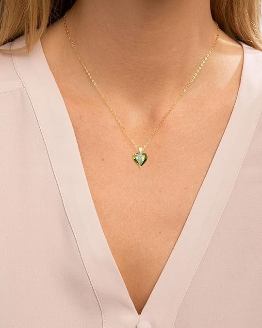 Genuine Birthstone Necklace for Women, Heart Love 08-August Birthstone