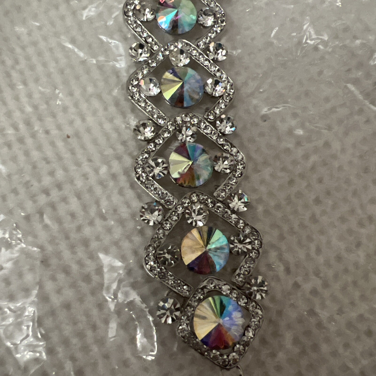 Beautiful Faux Diamanté Silver Multi Bracelet With Hook Fasten
