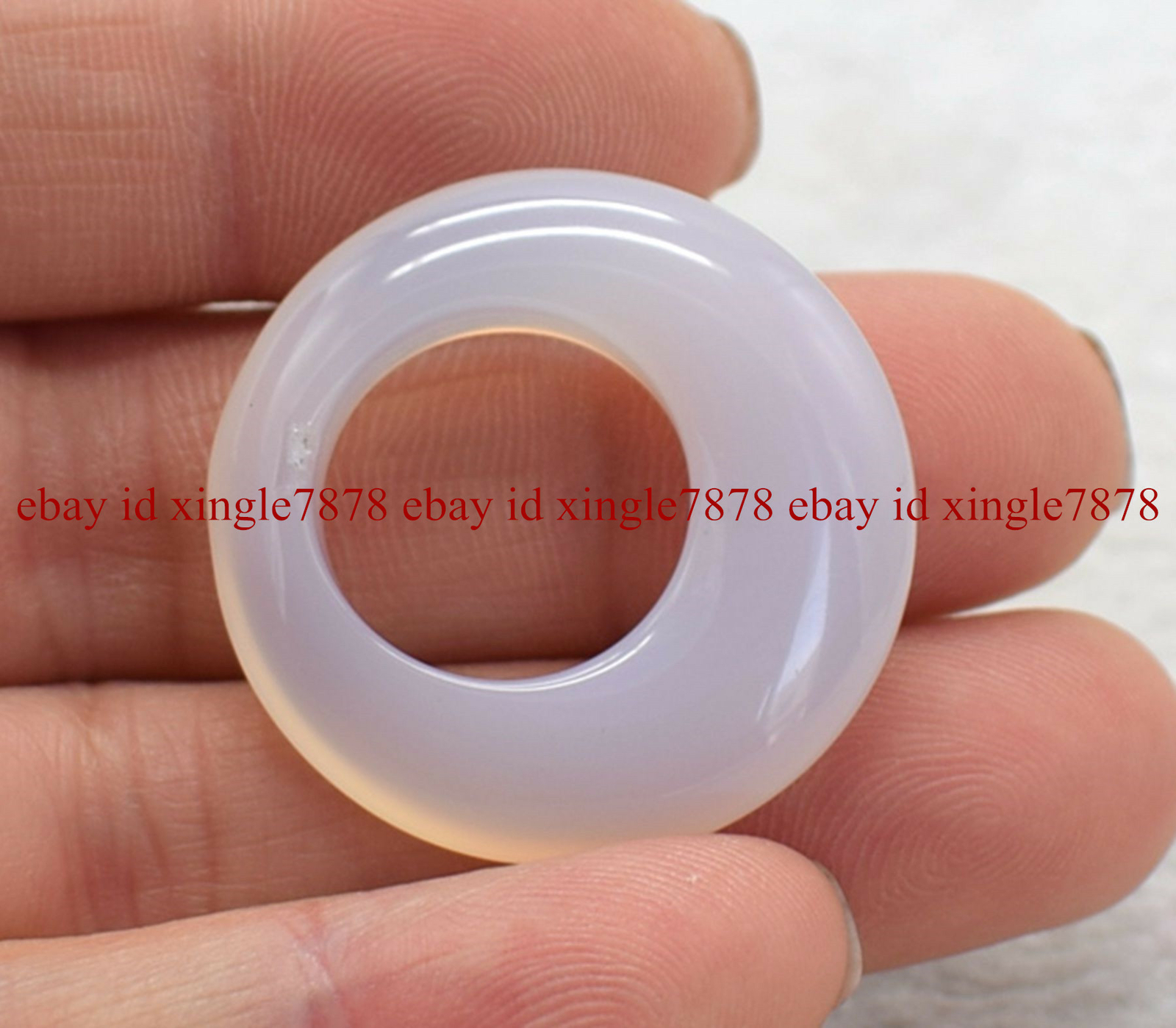 Natural 30mm White Sri Lanka Moonstone Circle Donut Pendant Lucky Amulet