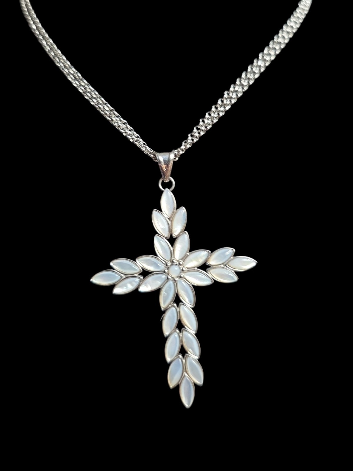 Steel By Design Mother Of Pearl Cross Pendant 24 In