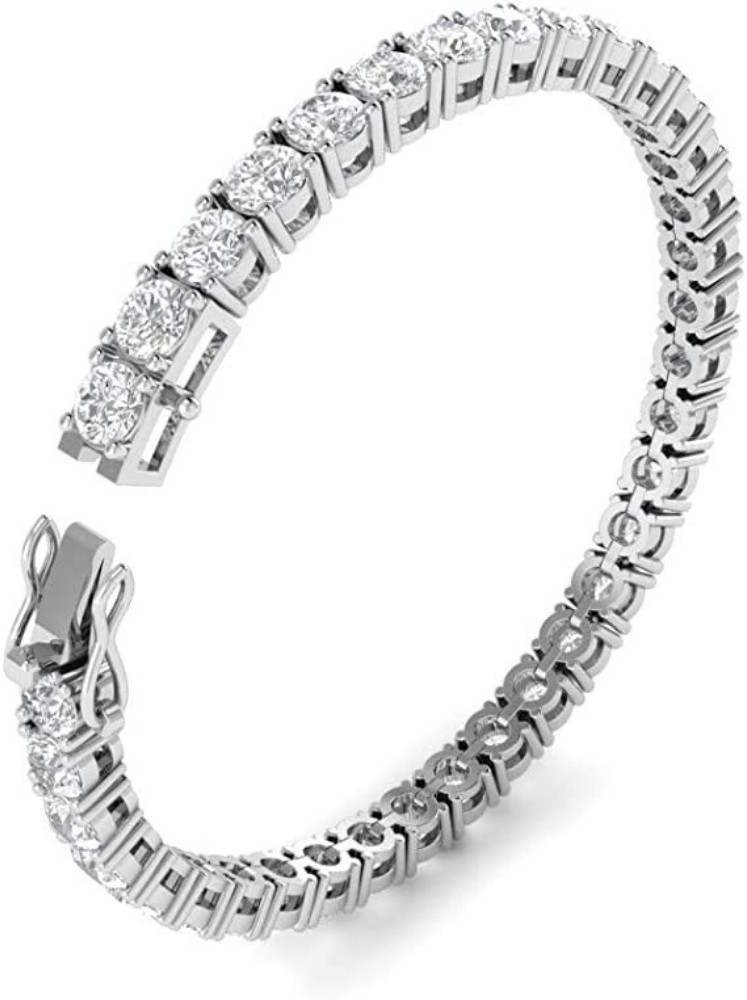 Women’s Solid 925 Sterling Silver 4mm Round Cut Clear CZ Tennis Chain Bracelet
