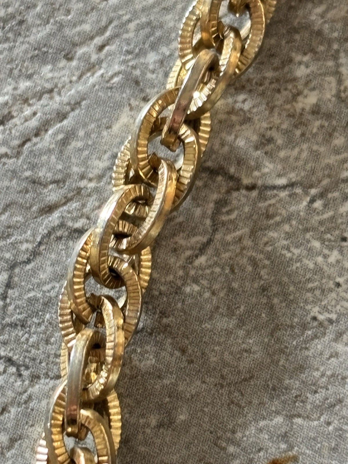 Monet Vintage Gold Tone Textured Double Link Chain Necklace 27 Inch READ