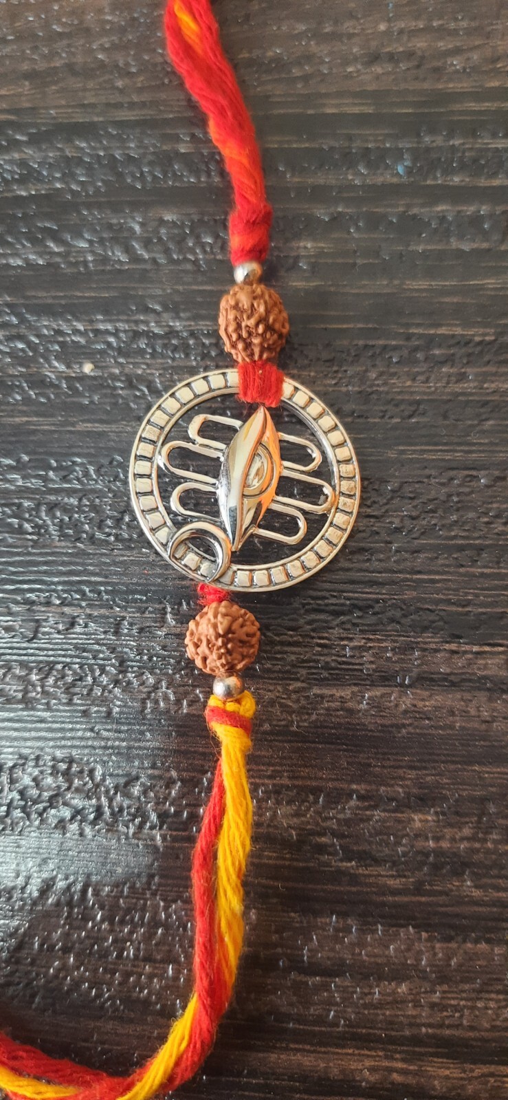 Shiva Third Eye Chandramaa Silver Rudraksha Pendant Moli Bracelet,Shiva Eye