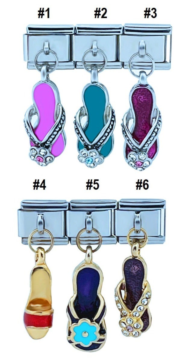 9mm Italian Charms Flip Flop Dangles Summer Shoes