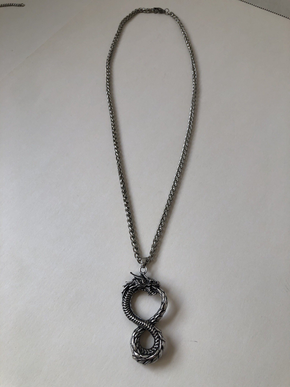 Gothic Viking Snake Dragon Pendant Necklace Nordic Ancient Mythology Tail NEW EX