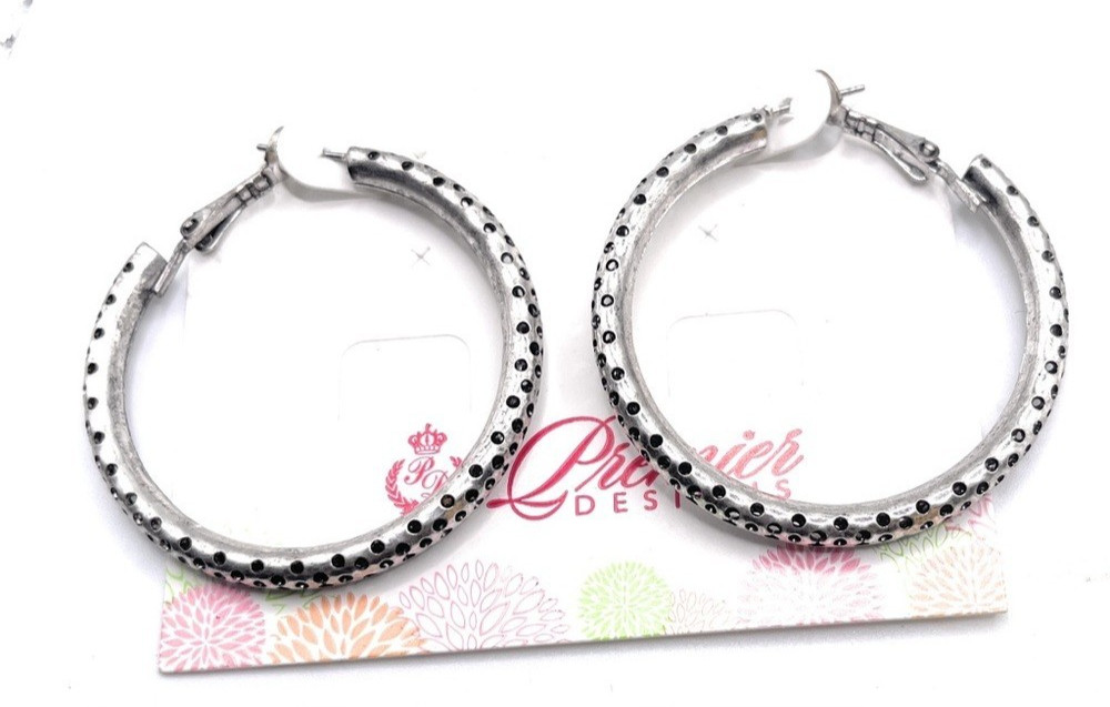 Premier Designs Jewelry IN THE LOOP Silver Pierced Hoop Earrings New