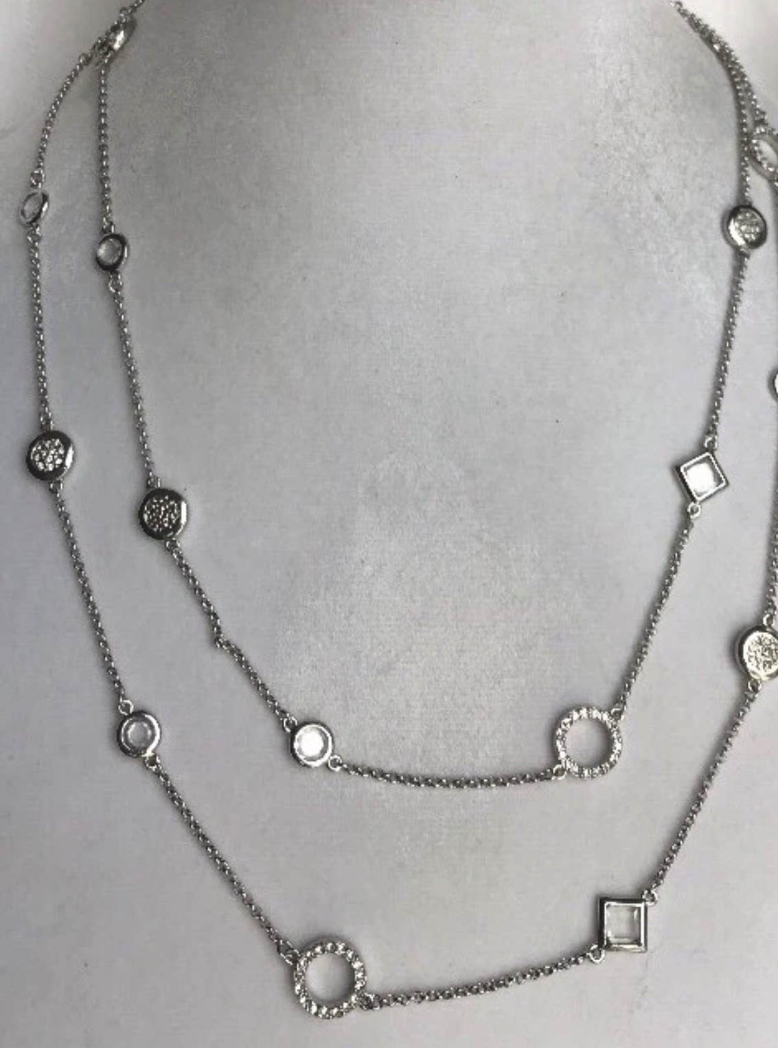 Lia Sophia Sultry Frosted Necklace 46” SilverTone Crystals