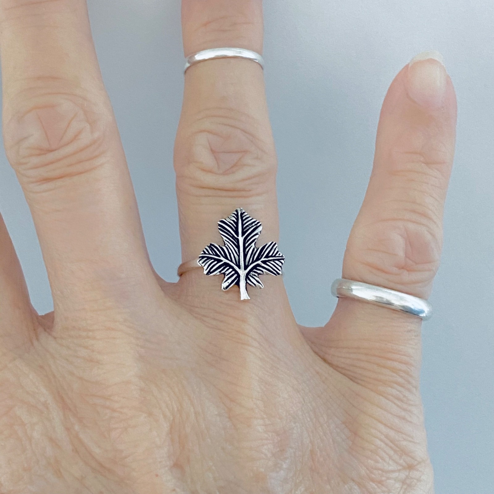 Sterling Silver Delicate Maple Leaf Ring, Canadian Leaves, Canada Rings, Trees