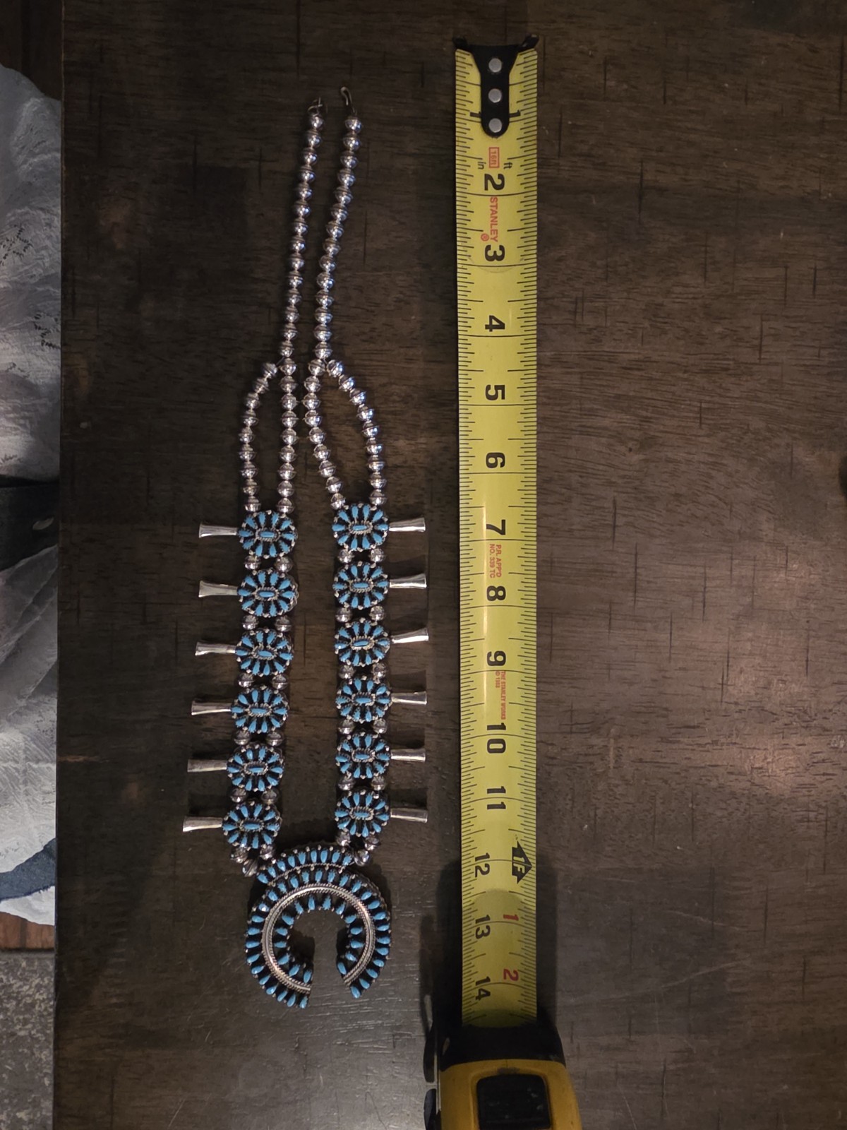 Reversible turquoise & coral squash blossom necklace