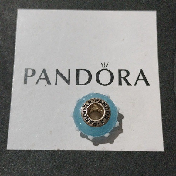 Pandora Retired Light Blue and White Murano Glass Seeing Spots Bead – 790629