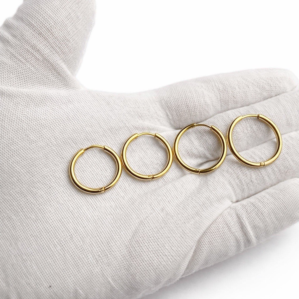 Gold Huggie Hoop Earrings Stainless Steel Hypoallergenic Clicker Sleeper Unisex